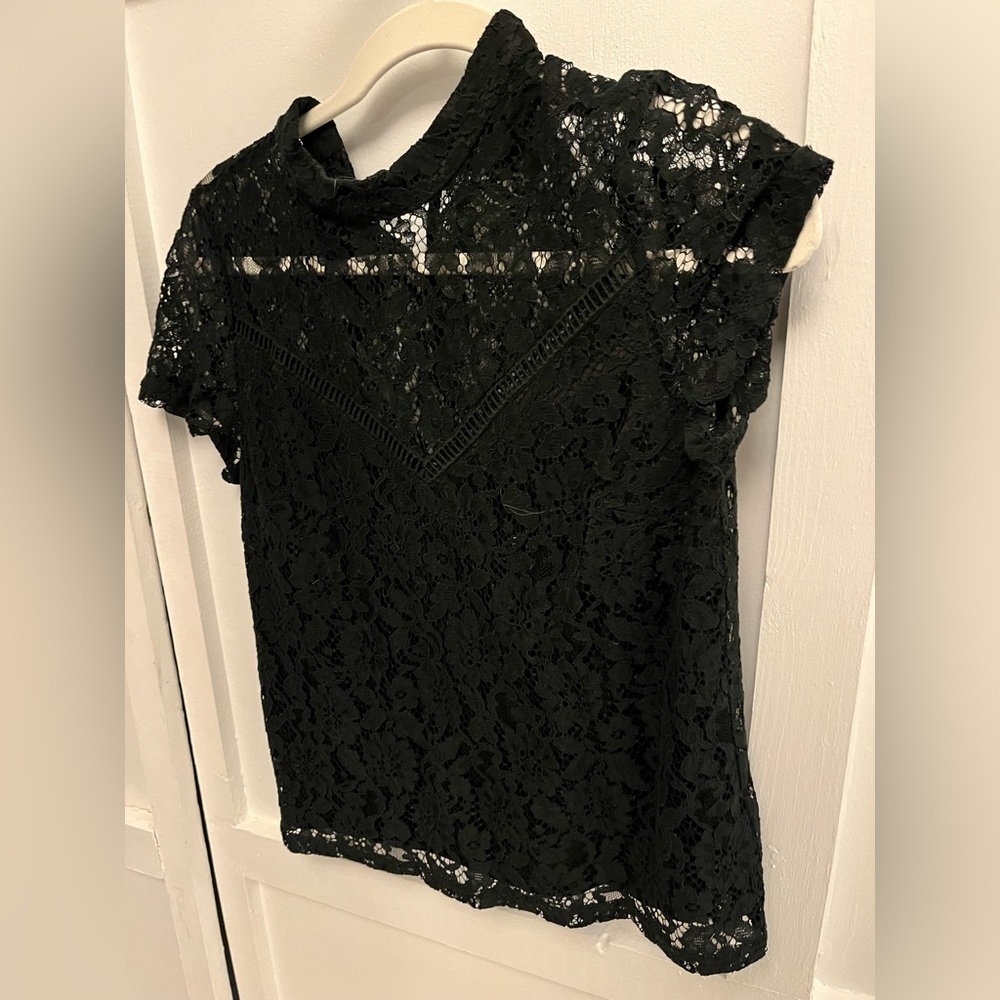 S Bohme Black Lace Top. Front is lined back is not. Worn once.